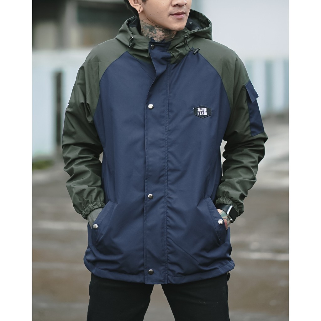 Jaket Casual Navy Hijau Jaket Parasut Pria Jaket Outdoor Salviohexia