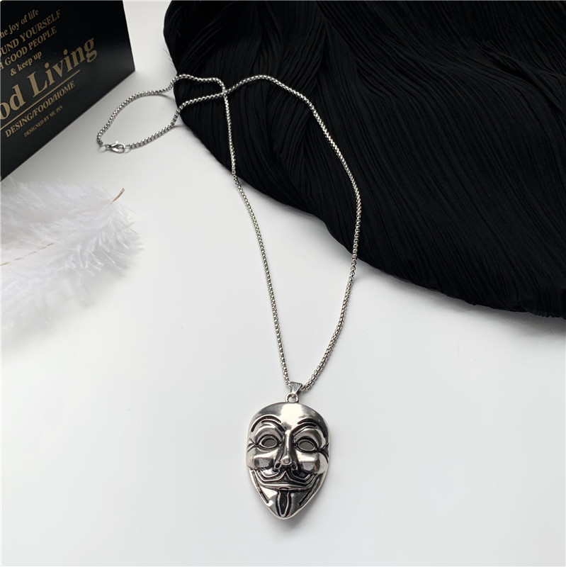 Kalung Liontin Topeng V For Vendetta Bahan Stainless Steel