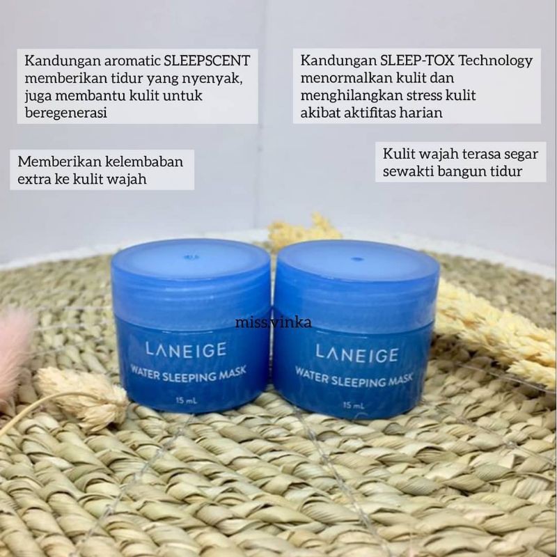 ❤Miss.Vinka❤ DIST. LANEIGE Water Sleeping Mask Travel Sample Size 15ml Original Korea