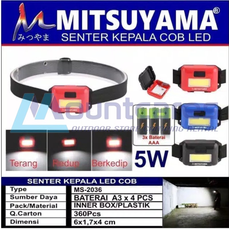 Head Lamp Outdoor COB 10w Senter kepala led 3 mode MS-2036 Super Terang Head lamp Ultralight