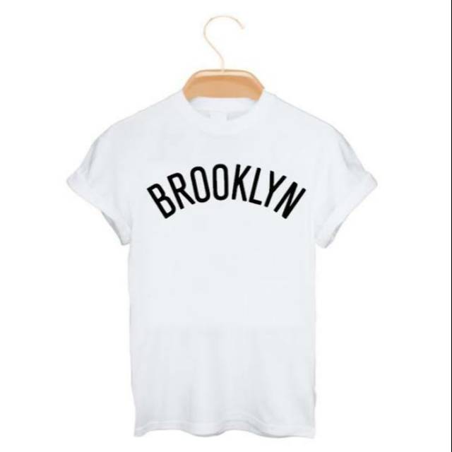 Kuuipo Shop / Kaos Brooklyn Lengkung / Putih Tshirt Distro