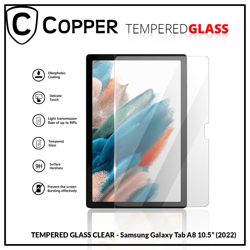 samsung galaxy tab a8 10 5   2022    copper tempered glass full clear