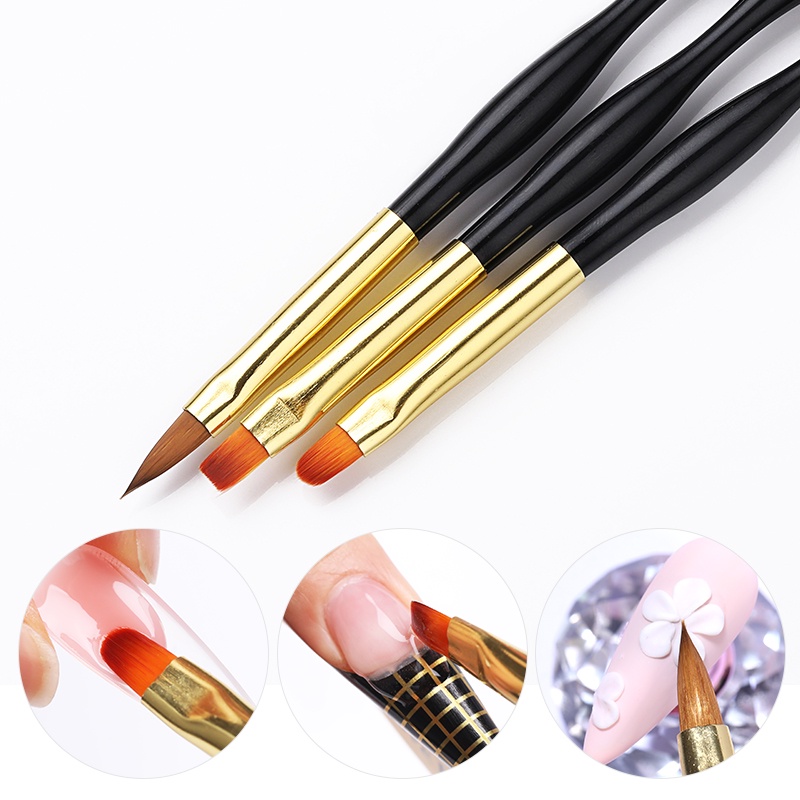 3pcs / Set Brush Pen Untuk Menggambar Kutek UV Gel Manicure