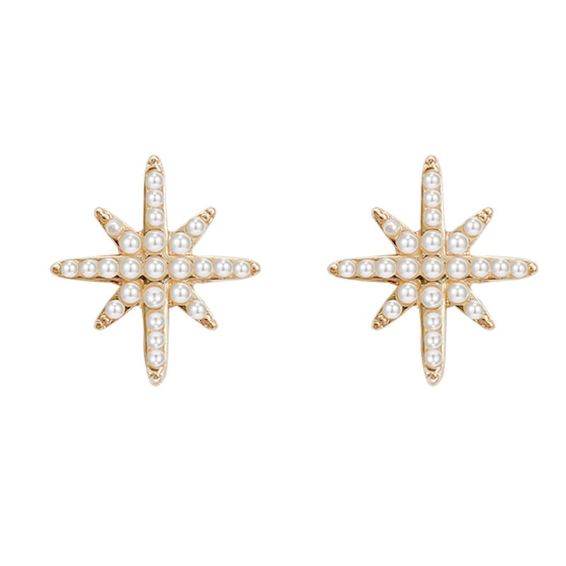 Anting Stud Desain Bintang Aksen Mutiara Bahan S925 silver needle Untuk Wanita