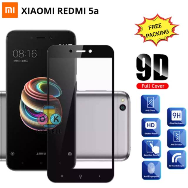 TG Redmi 5a Anti Gores Full Layar-Tempered Glass 9D Xiaomi Redmi 5a Screen Protector Premium