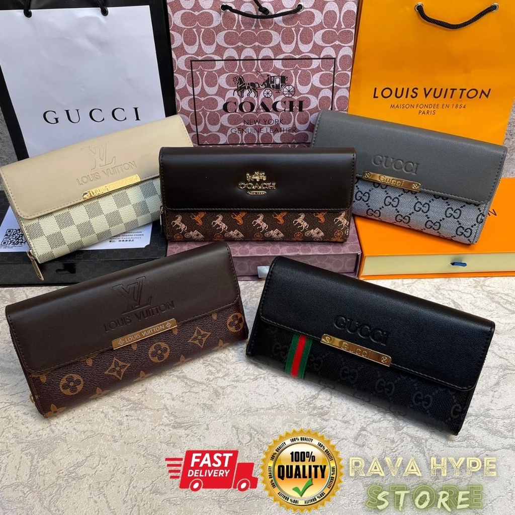 Dompet Panjang Tutup Lipat / Dompet LV Dompet Coach Long Wallet Dompet Kulit Panjang Dompet Lipat