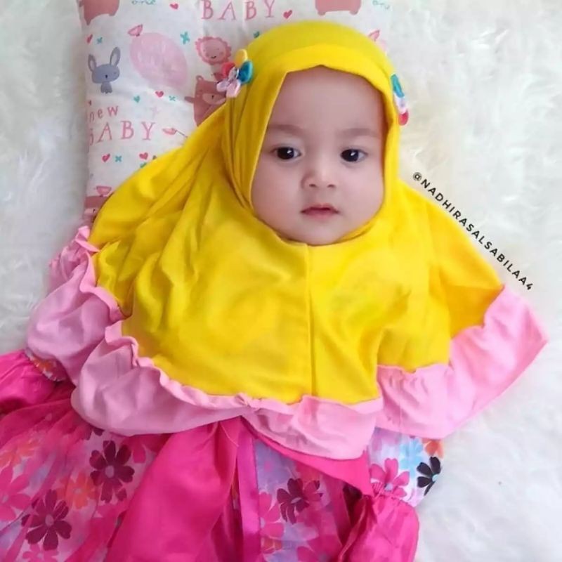 Jilbab 2 Bunga Anak bayi Instan lucu 0-3 Tahun Bahan Adem | Hijab baby sekolah Sd newborn kekinian | Kerudung Perempuan Tk Lembut Terbaru 6-12 Bulan