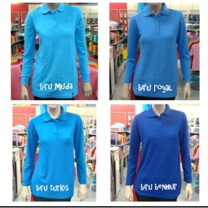POLO SHIRT/KAOS WANITA LENGAN PANJANG BIRU
