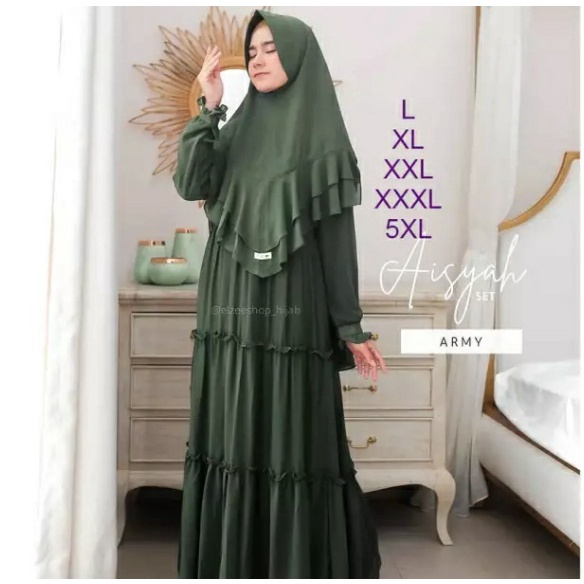 Gamis Syari Jumbo Set Khimar  L XL XXL 3L 5L Busana Muslim Remaja LD 100 120 130 140 Baju Muslimah S