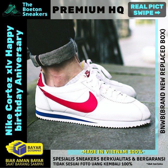 Sepatu Sneakers Pria Wanita Nike Cortez XLV CLASSIC Putih Sneaker Premium Original BNIB Import Murah