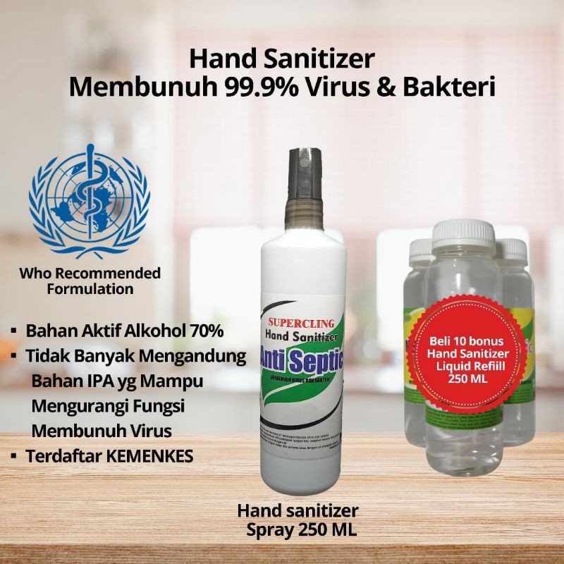 Handsanitizer spray 250 Ml Supercling