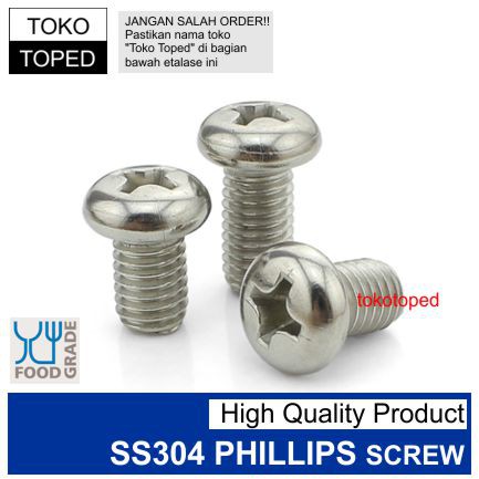 SS304 Phillips Head Screw | Food Grade | philip screw | philips baut mur