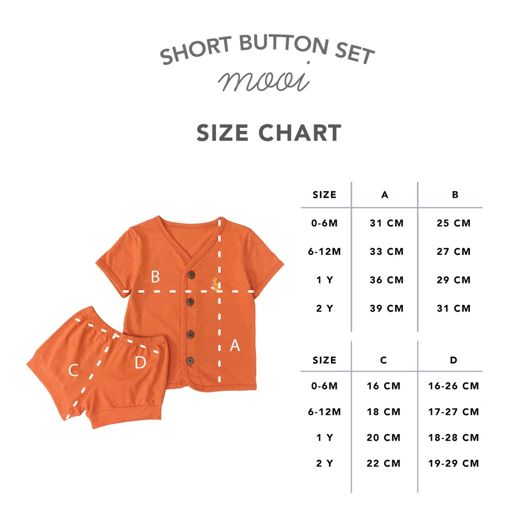 Setelan Pendek Baju Bayi Piyama Anak Mooi Short Button Set 0-2 Tahun