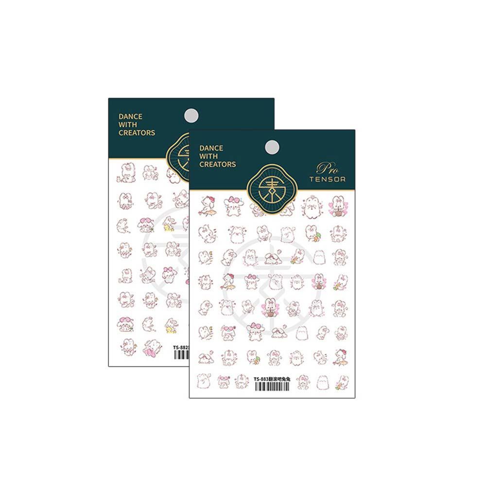 Mxbeauty Stiker Kuku Motif Kelinci Putih 5d Untuk Nail Art / Manicure Diy