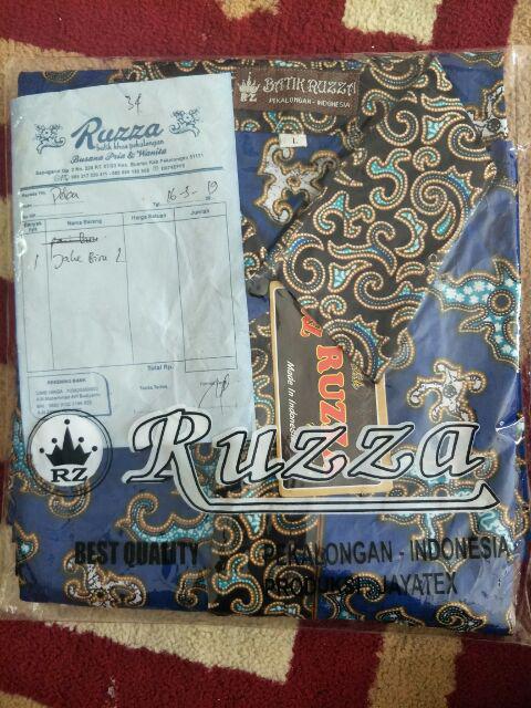 Ruzza Batik Anak Kemeja Motif Jahe Biru Hem Seragam