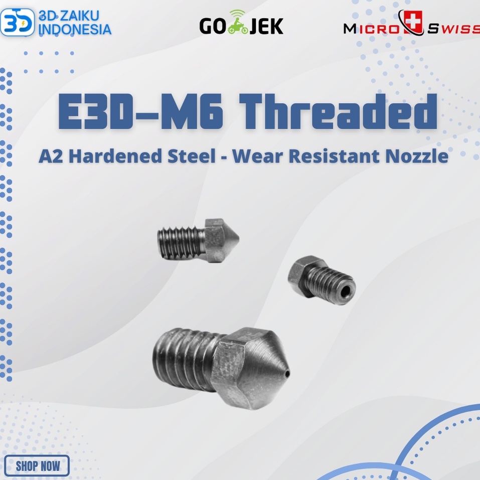 Micro Swiss E3D-M6 Threaded A2 Tool Steel Wear Resistant Nozzle