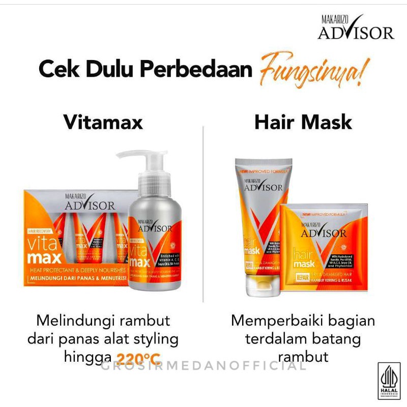 MAKARIZO ADVISOR VITAMAX - DEEPLY INTENSIVE HAIR MULTIVITAMIN TREATMENT - VITAMIN RAMBUT AGAR RAMBUT KEMBALI BERKILAU, LEMBUT, SEHAT DAN MUDAH DIATUR