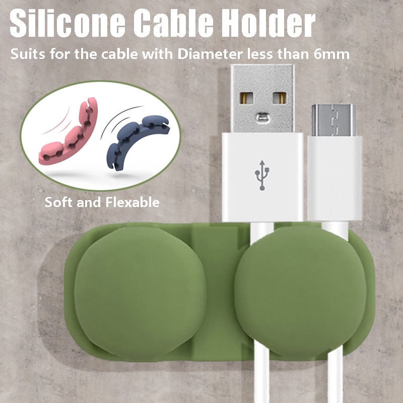 Klip Organizer Kabel USB / Mouse / Keyboard / Headphone Bahan Silikon Untuk Meja Kantor