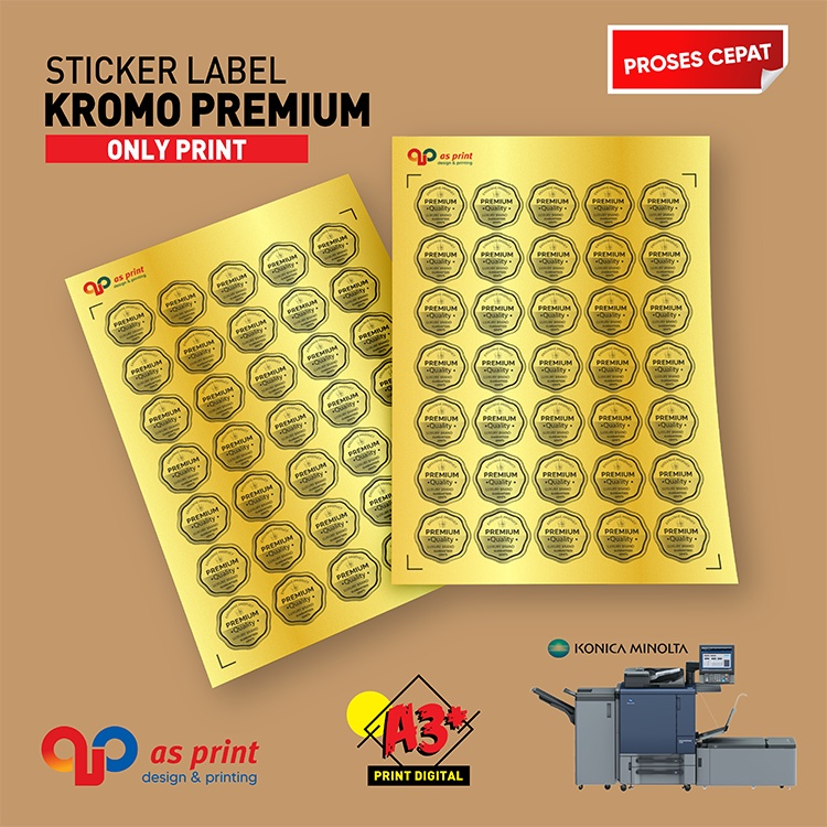 Jual Cetak Sticker Vinyl Metalic Gold A Plus Sticker Label Produk Sticker Label Kemasan