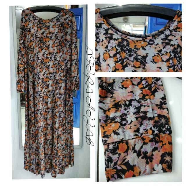 Gamis Kaos Jersey Jumbo / Gamis Kaos Jersey Motif Bunga Abstrak Big Size / Gamis Jumbo / Gamis Besar