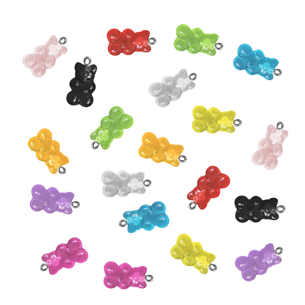 10pcs Liontin Bentuk Gummy Bear Bahan Resin Untuk Aksesoris Perhiasan Diy