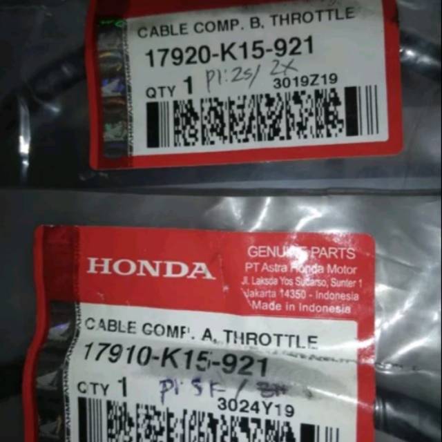 17920-K15-921(B),17910-K15-921(A) Kabel gas atas bawah 1 set cb 150 led ori Honda