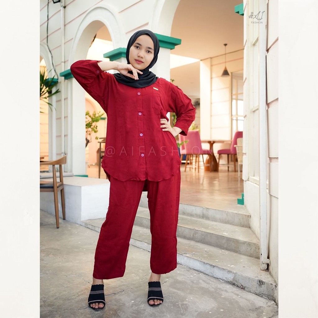 One Set Rayon Twill Premium Setelan Botega Twill Polos