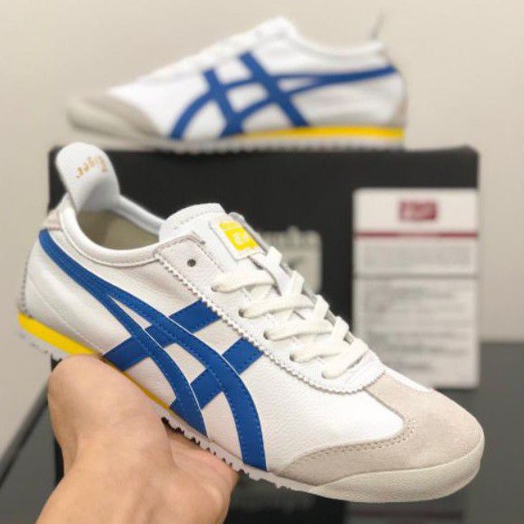 sepatu onitsuka tiger white blue yellow original