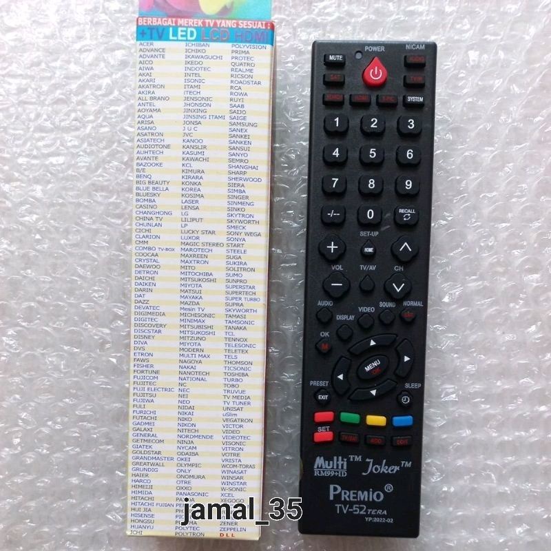 REMOT TV MULTIFUNGSI JOKER SERBA GUNA UNTUK TV TABUNG DAN LCD JOKER PREMIO TV-52