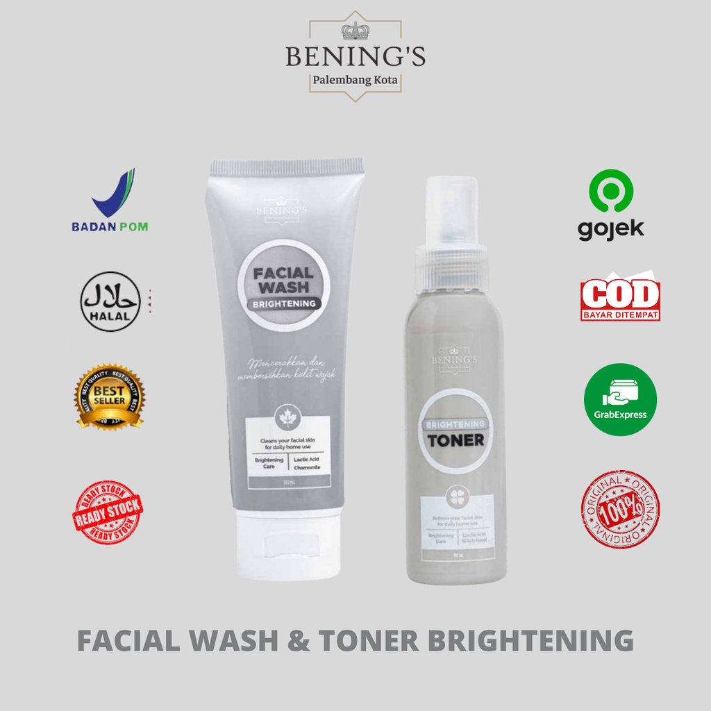 BENINGS SKINCARE by DR.OKY PRATAMA / PAKET BRIGHTENING/FREE MINI GOLD/MARCHANDISE BENING'S-FACIAL WASH & TONER