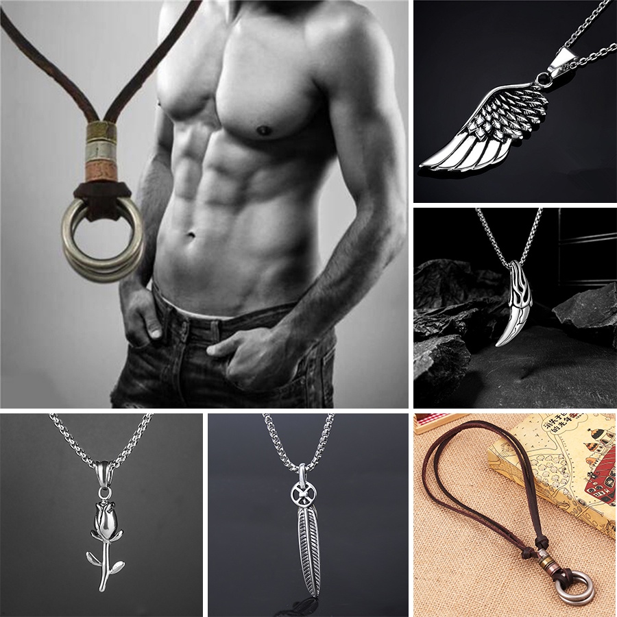 Kalung Kulit Asli Handmade Adjustable Gaya Retro Untuk Pria