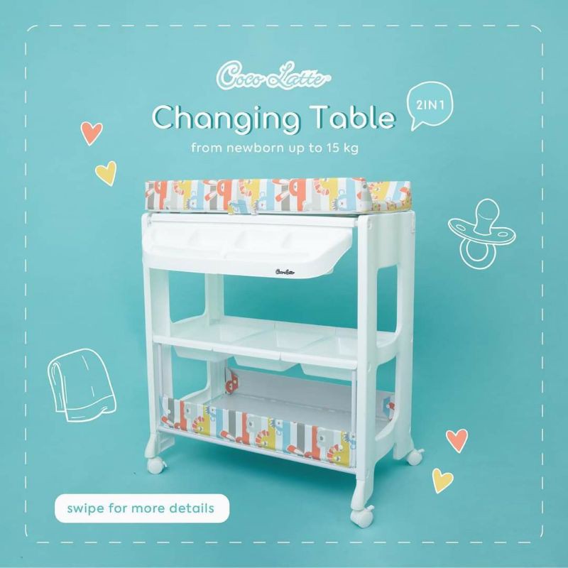 Cocolatte Baby Tafel CL 6969 Changing Table 2 in 1 / Bak Mandi Bayi / Meja Ganti Popok Bayi