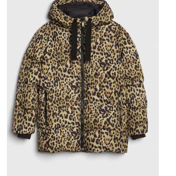LANGSUNG ATC - G*P Leopard Print Puffer Hoodie Jacket LUARAN baju jaket wanita // sisa ekspor