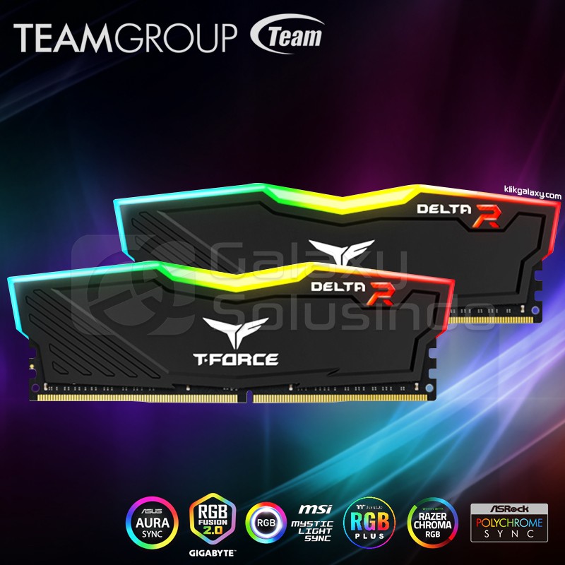 TEAM T-Force Delta RGB (2x16) 32GB DDR4 kit 3200MHz - Black Memory Ram