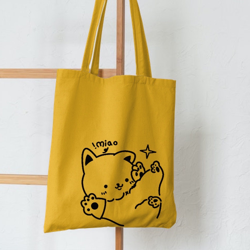7.7 SALE! [RESLETING] TOTEBAG PROMO LEBARAN 2022 BAHAN SEMI KANVAS DAN BERGAMBAR KUCING LUCU JEPANG MIAU | TOTEBAG LAPTOP UKURAN 33x38 CM | TOTEBAG HITAM | TOTEBAG KREM | TOTEBAG MOKA | TOTEBAG KUNING, BIRU TOSCA, PINK BABY
