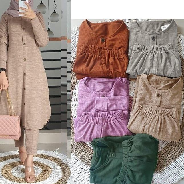➧ SETELAN SET ALEA SIMPLE 04 / PAKAIAN LONG TUNIK WANITA ➯