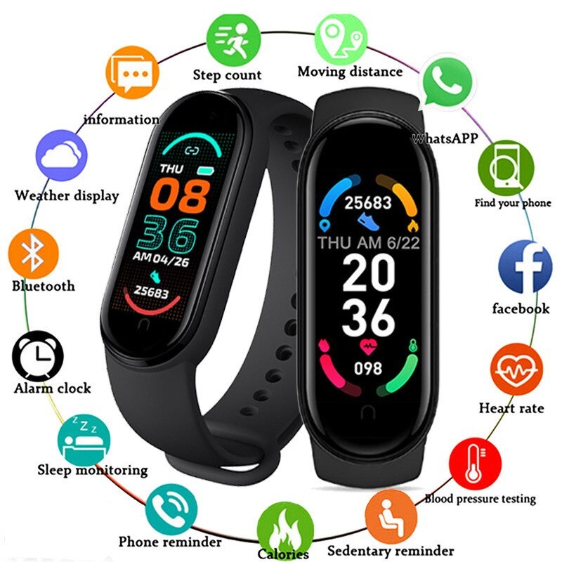 Smartwatch M6 Jam Tangan Pintar Sport Fitness Bracelet Tracker Android iOS