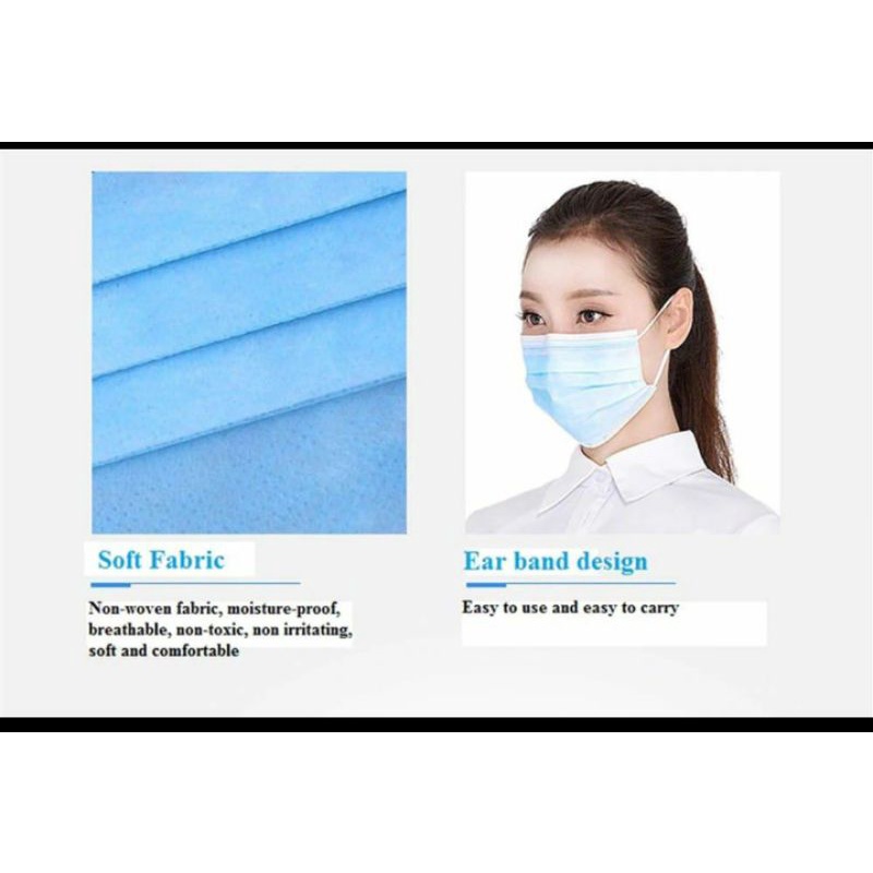 masker telinga medis biru