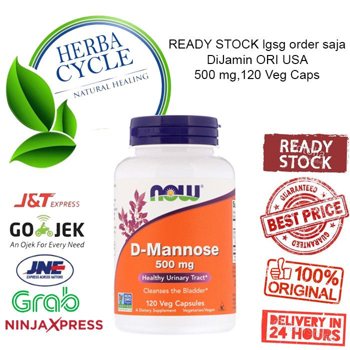 Now Foods D Mannose 500 mg 120 Veg Sup Kantung Kemih Ori USA Now D Mannose Now Mannose