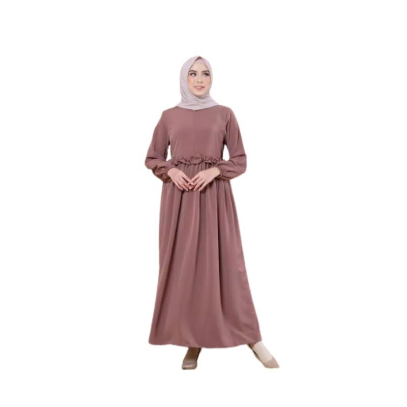 Baju Gamis Dress Remaja Wolfis Polos Muslim Terbaru Jumbo Ld 120 130 140 Fashion Wanita Kekinian