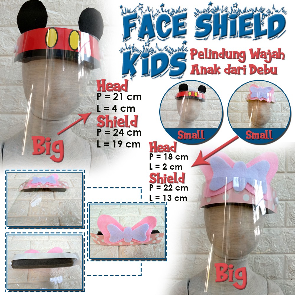 FACE SHIELD KIDS - Pelindung Wajah Anak Size Big &amp; Small