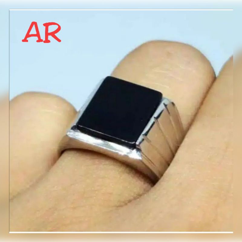 CINCIN PRIA SUPER KEREN BLACK ONYX ASLI - SUPER EKSLUSIF - Gold cincin pria titanium stainlesstel black onyx premium[Bayar di Tempat] CINCIN PRIA TITANIUM COOL BLACK ONYX PRIA