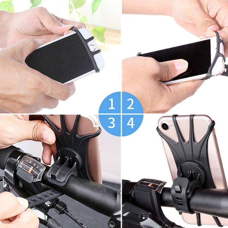 Strap Silikon Elastis Shockproof Holder Handphone / Navigasi Untuk Sepeda / Motor Elektrik