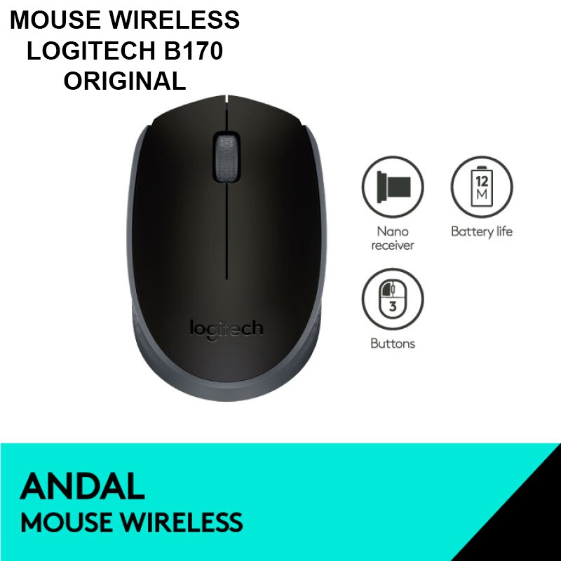 Mouse Wireless LOGITECH B170 - Black - ORIGINAL