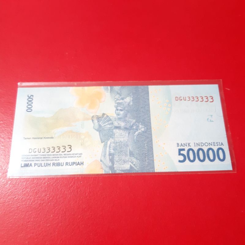 Uang Kertas Kuno 50000 Rupiah Tahun 2016 Nomor Cantik Solid 3