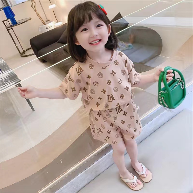 setelan set kaos anak perempuan cewek import uisa 1-4th/baju anak perempuan casual(AD)