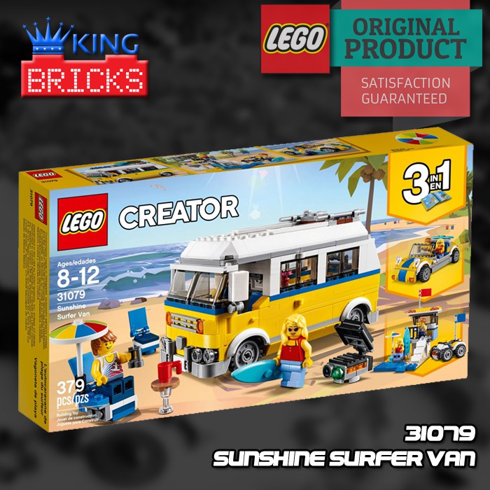 LEGO Original CREATOR 31079 Sunshine Surfer Van - Mainan Anak Edukasi Mobil Van Motor Piknik Pantai