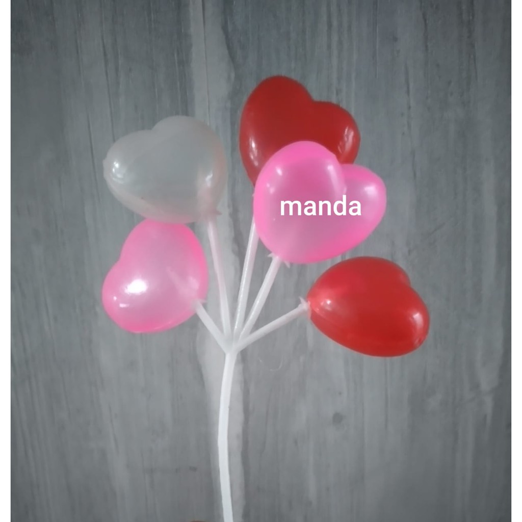 Balon tusuk hati topper kue ulang tahun topper hiasan kue tart love valentine