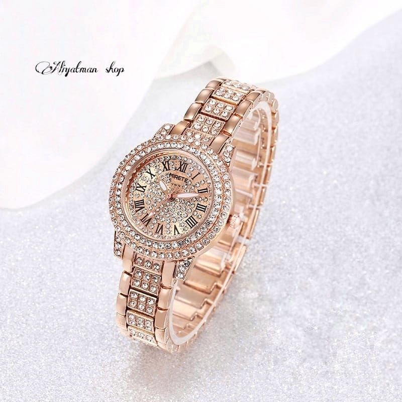 Jam Tangan Wanita Diamond FASHION MIRETE ORIGINAL Stainless Steel  Anti Air  dan Free Bubble_jam tangan wanita kasual permata bayar di tempat