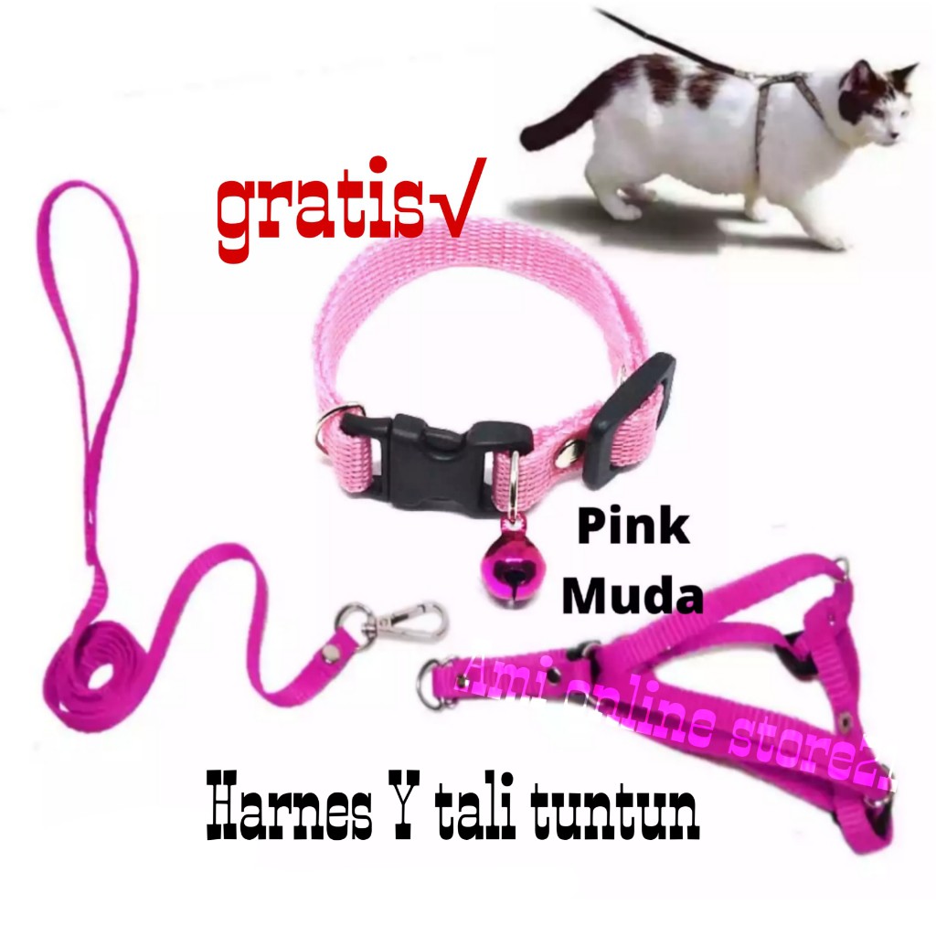 TALI TUNTUN HARNES Y PLUS KALUNG LONCENG KUCING MUSANG KELINCI ANJING DLL